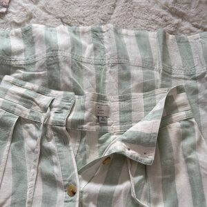 a new day Mint Green and White Striped Paperbag Waist Shorts